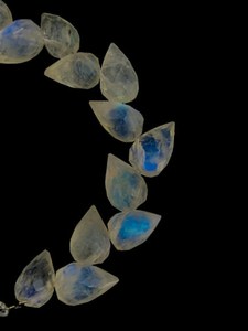 Natural Rainbow Moonstone Faceted Teardrop Briolette Beads Blue Flash Flower Bud Wholesale Bulk - Product Image 4
