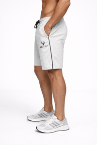 Pantalones Cortos Deportivos Gris Claro – Mezcla de Algodón Transpirable de Alto Rendimiento con Cintura Ajustable con Cordón, Ajuste Cómodo y Atlético - Product Image 2