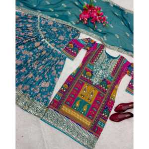 Top de soirée pour femmes de créateur-Sarara avec Dupatta Set Tenue de soirée élégante - Product Image 1