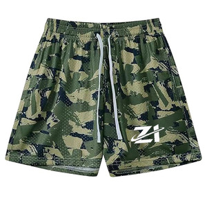 Shorts de baseball respirants en maille 100 % coton écologique pour l'été, vente en gros, avec poches zippées, séchage rapide, pour la gym, 5 pouces - Product Image 1