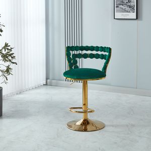 Juego de taburetes de Bar modernos, 2 patas de tubo de hierro dorado, cojines suaves, respaldo cómodo para comedor, sala de estar, cafetería, espalda de Bola de Pelo - Product Image 3