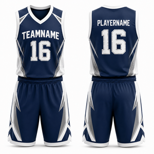 Conjunto de Uniforme de Baloncesto Personalizado 100% Poliéster Transpirable Ecológico con Diseño Geométrico de Secado Rápido y Absorción de Humedad - Product Image 1