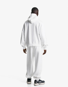 Ensemble de survêtement streetwear unisexe personnalisé en coton, coupe oversize, avec sweat à capuche coupe-vent doublé polaire et pantalon de jogging, pour impression - Product Image 2