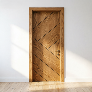 Puerta Interior de Madera Contrachapada de Teca y Roble con Acabado Artesanal, de Alta Calidad, con Aislamiento Acústico, Puerta Compuesta WPC - Product Image 3