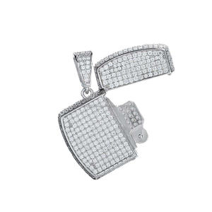 Designer <b>Lighter</b> Pendant Necklace in Sterling Silver with Brilliant Moissanite Diamond Shine - Product Image 1