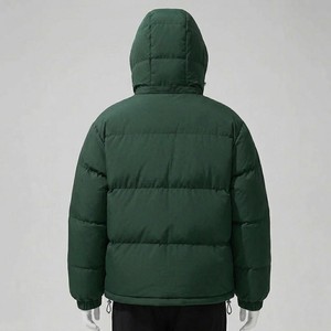 Men’s Dark Green Hooded Puffer Jacket Thick Winter <b>Bubble</b> <b>Coat</b> Premium Insulated Streetwear Full Zip Warm Outdoor Jacket - Product Image 2
