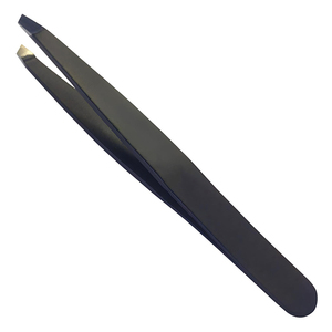 Pinzas de Cejas de Alta Calidad con Punta Inclinada Lisa y Recubrimiento de Papel Negro para el Cuidado de las Cejas y Manicura - Product Image 1