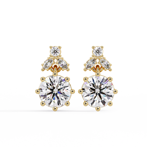 Luxury Solitaire Dangle Drop <b>Earrings</b> IGI Certified 14K Gold Round Cut Lab Grown Diamond Marquise Accent <b>Earrings</b> <b>Fine</b> Jewelry - Product Image 2