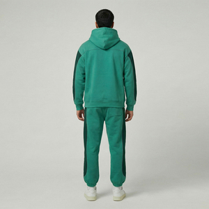 Unisex Winter Green Hooded 100% Cotton Breathable Lightweight Loose Fit Pullover Sweatshirt Jogger Pants Solid Pattern Casual - Product Image 2