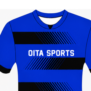 Maillot de rugby bleu roi et noir à manches courtes, col rond, rayé, uniforme d'équipe personnalisé, respirant, pour l'entraînement et la performance sportive - Product Image 3