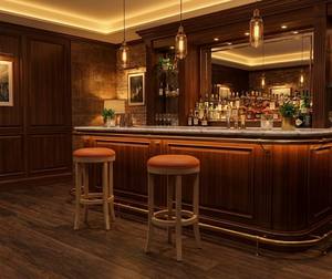 Tabouret de bar rond moderne en bois d'hévéa avec design entièrement rond, durable et facile à nettoyer, meuble de salon - Product Image 4