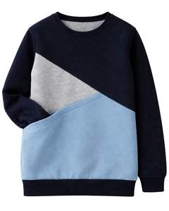 Sweat-shirt en molleton personnalisé pour femme, coloris bleu marine, gris clair et bleu ciel, col rond, en mélange de coton, décontracté, pour l'hiver - Product Image 1