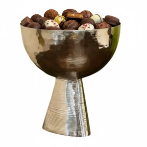 Bol à chocolat décoratif argenté avec base en bois, prix de gros usine, pour la présentation de desserts à la maison, dans les hôtels et les restaurants. - Product Image 3