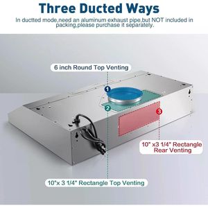 Cappa da cucina sottopensile in acciaio inossidabile da 30 pollici con 500 CFM e 3 impostazioni di velocità - Product Image 2