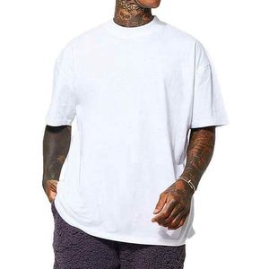 T-shirt homme en coton noir uni à épaules tombantes, manches courtes, coupe classique, style streetwear jeune, avec logo personnalisé, pour hommes - Product Image 2