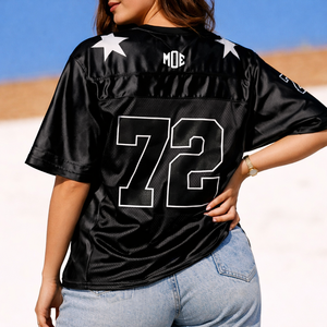 Maillot de football américain unisexe personnalisé en tissu sport premium, style streetwear ample et oversize avec broderie et maille - Product Image 3