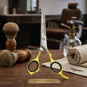 Tijeras de barbero para diestros, de acero inoxidable, con hoja curva, profesionales, para cortar el cabello, para barbería, estudio de estilismo. - Product Image 1