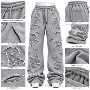 Conjunto de Sudadera con Capucha Oversize Unisex Gris de Invierno para Diseño de Letras con Logotipo Personalizado Impreso en la Parte Delantera, 100% Algodón Polar Transpirable - Product Image 3