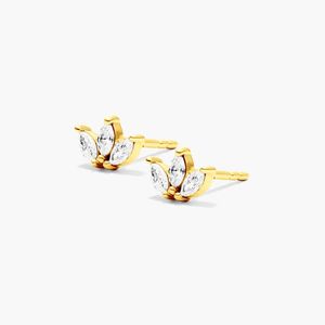 ต่างหูเม็ดเดี่ยวประดับเพชรรูปดอกบัวสีทองคำขาว14K - Product Image 3
