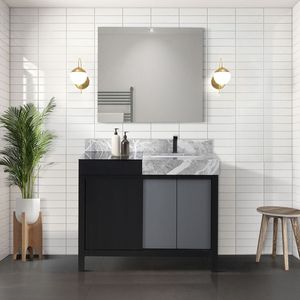 36 Dans. W X 22 po. D Noir Gris Vanité de Bain Château Gris Marbre Top Gun Métal Robinet Ensemble 30 Po. Miroir Vanités De Salle De Bains Produit - Product Image 2