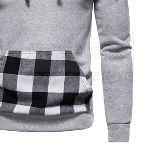 JAOEX Sweat-shirt à capuche pour homme, gris à carreaux, avec poche, coupe ajustée, décontracté, pour l'automne - Product Image 2