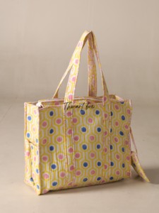 OEM Assorted Geometric Quilted Cotton Tote Bag with Pouch - Eco-Friendly Bohemian Shopper <b>Handbag</b> - Product Image 1