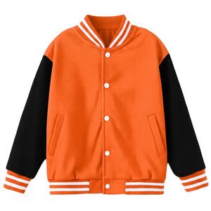เสื้อแจ็คเก็ตวาร์ซิตี้สีส้มขาวสำหรับผู้ชาย แจ็คเก็ตเบสบอลแบบ Letterman สตรีทแวร์ ชุดทีม ขายส่ง - Product Image 1