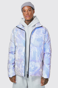 Wholesale Men's Winter Bomber Puffer Jacket with Black Down Fitness Wear Custom Logo <b>Camouflage</b> Pattern with Front Sublimation - Product Image 4