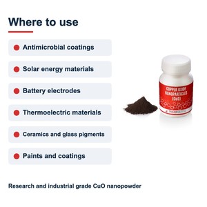 Nanopoudre d'oxyde de cuivre de qualité nano 99,9% CuO Nanoparticules 30-70 nm pour céramiques et pigments de verre Fabriqué en Inde - Product Image 6