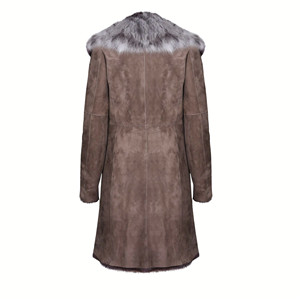Genuine Sheepskin <b>Trench</b> <b>Coat</b> for Women Refined Long Winter Outerwear Garment Dyed Fur Trim Fashion by Novenza - Product Image 5