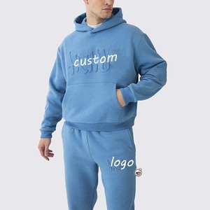Chándal Azul con Capucha para Hombre, 100% Algodón, Manga Larga, Casual, OEM, Corte Regular, Transpirable, Ecológico, Secado Rápido, Logotipo Impreso, Primavera - Product Image 2