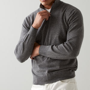 Pull en cachemire respirant pour homme, de haute qualité, prix de gros, sweat à capuche uni en coton avec demi-fermeture éclair - Product Image 5