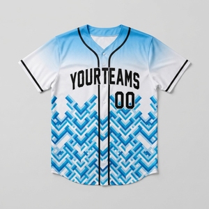 Men's Baseball Jersey Yourteams 00 Sublimated Print Geometric Pattern Button Closure Regular Fit <b>Short</b> Sleeve Breathable V-neck - Product Image 5