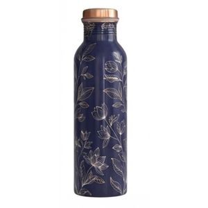 Bouteille d'eau en cuivre pur à imprimé floral artisanal, anti-fuite, réutilisable, en métal, pour le yoga, le bureau et les voyages - Product Image 6