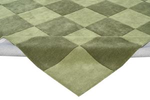 Tapis de luxe en laine tuftée à la main, motif damier géométrique moderne, tapis design contemporain fait main - Product Image 3