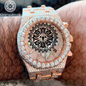 Montre de luxe pour homme Charm, boîtier de 40 mm, mouvement mécanique analogique, bracelet en acier inoxydable serti de diamants, cadran en verre lumineux, automatique - Product Image 3