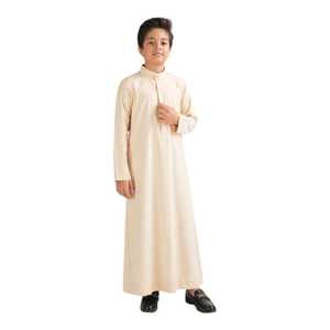 Thobe en coton crème à manches longues, longueur au sol, col montant, tenue de prière islamique modeste, vêtement traditionnel du Moyen-Orient AA IMPEX - Product Image 1