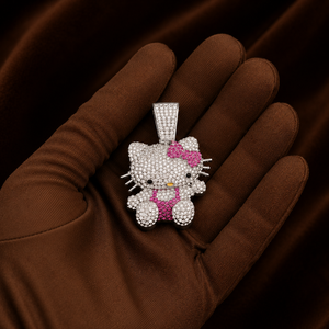 <b>Iced</b> <b>Out</b> Cartoon Cat Pendant Necklace Jewelry Brilliant Round Shape Diamond Pendant Zinc Alloy Gift for Women - Product Image 3