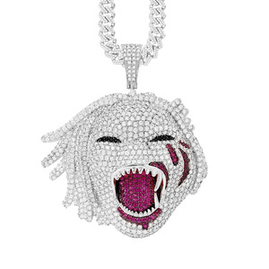 จี้หน้าฮิปฮอปแบบกำหนดเองสำหรับผู้ชาย จี้เพชรโมอิสซาไนต์ VVS ระยิบระยับ เครื่องประดับ 3 มิติ จี้เงินแท้ S925 - Product Image 1