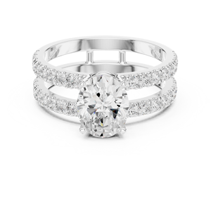Luxury Oval Cut Diamond Double Band Engagement <b>Ring</b> 18K Gold Micro Pave <b>Split</b> Shank Wedding <b>Ring</b> Women - Product Image 3