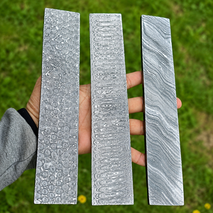 Cuchillo de Acero Damasco Biller Bar Hecho a Mano con Hoja Recta para Fabricación de Cuchillos - ODM/OEM Personalizable, Grado Industrial, Hoja de 3mm, 10cm - Product Image 1