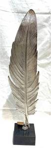 Escultura Moderna de Hoja de Plátano de Metal Plateado, Estatua de Hoja Dividida, Objeto de Arte Botánico sobre Base Cuadrada, Decoración para el Hogar - Product Image 2