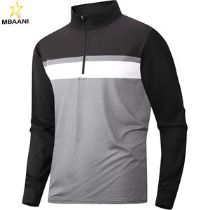 เสื้อกอล์ฟผู้ชายแขนยาว คอเต่า คอปกสีตัดต่อ ซิปเสื้อโปโลสำหรับผู้ชาย - Product Image 1