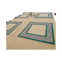 Set de 6 sets de table carrés en coton faits à la main, bleu sarcelle, avec bordure imprimée, résistants à la chaleur, anti-déversement, réutilisables, lavables, pour la maison