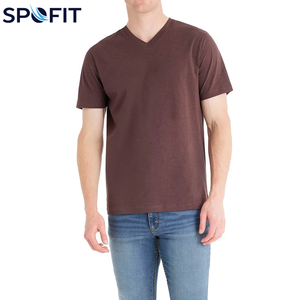 เสื้อยืดแขนสั้นดีไซน์ใหม่สำหรับผู้ชาย ผลิตจากผ้าฝ้าย คอวี เสื้อยืดกีฬาสำหรับเด็กชาย เสื้อยืดขายส่งสำหรับผู้ใหญ่ - Product Image 4