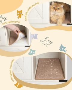 Mueble para Arenero con Campana, Casa para Gatos de Interior, Estilo Rústico, 31.5x19.7x20.9 Pulgadas, para Pasillo, Dormitorio, Blanco - Product Image 5