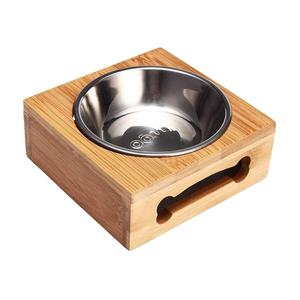Bol pour chien en bois naturel, métallique, grand format, écologique, imperméable, design moderne - Product Image 2