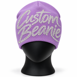 Gorro de punto con letras de diamantes de imitación en color burdeos, gorro de invierno personalizado con adornos de cristal, gorro con texto de cristal al por mayor - Product Image 3