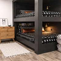 Lit superposé 5 pièces moderne style campagne française pour enfants, en bois de teck mangue durable, montage au sol, décoration intérieure, marque OEM pour hôtels/auberges