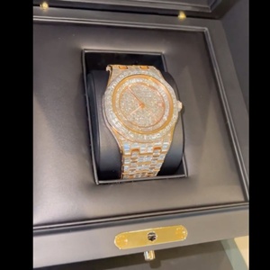 High Quality Lab Grown Automatic & Manual Mechanical Business Style <b>Watch</b> Colorless Diamond White Gold Band (20mm Width) Hip Hop - Product Image 5